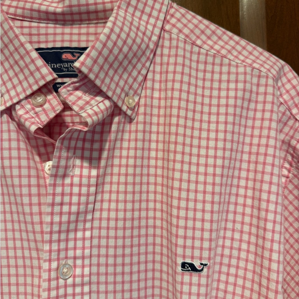 Vineyard Vines Men's Pink Plaid Button Down Shirt